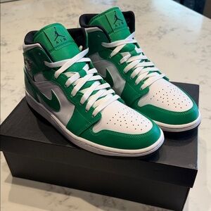 Nike Air Jordan High-Top Green and White Sneakers